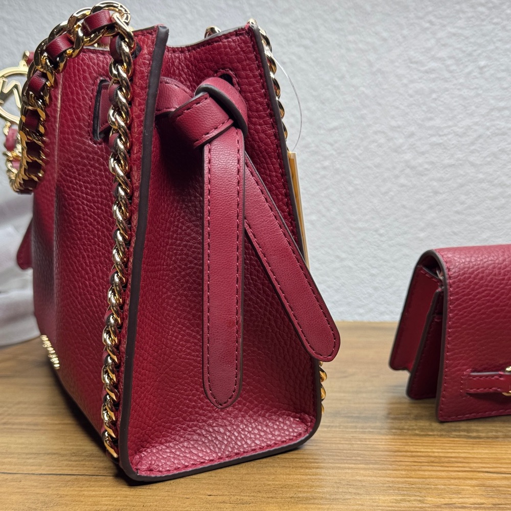 Michael Kors Leather Small Mina & Small Carson 🍒 Cherry Set - Picture 4 of 9